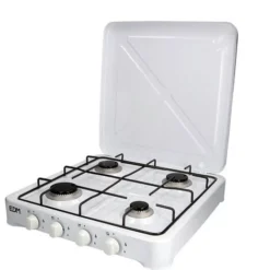 EDM EDM Cuisinière à Gaz 4 Feux - Camping - Blanc - 50x50x12cm