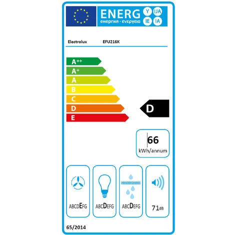 Hotte Visière 60cm 272m3/h Noir - Electrolux - Efu216k 2 Hotte Visière 60cm 272m3/h Noir - Electrolux - Efu216k – Image 2