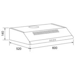 Hotte Visière 60cm 250m3/h Noir - Glem - Ghc625bk -Bransch Magasin 12861048 3