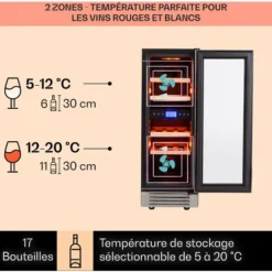 Vinovilla 17 Cave à Vin à Deux Zones Duo Encastrable 53 L 17 Bouteilles 3 Couleurs Porte Vitrée 7 Vinovilla 17 Cave à Vin à Deux Zones Duo Encastrable 53 L 17 Bouteilles 3 Couleurs Porte Vitrée -Bransch Magasin 13733092 3