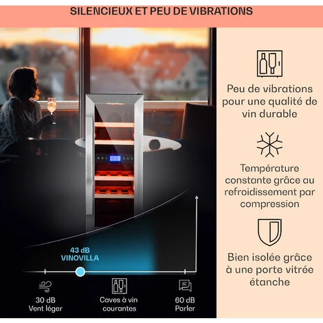 Vinovilla 17 Cave à Vin à Deux Zones Duo Encastrable 53 L 17 Bouteilles 3 Couleurs Porte Vitrée 4 Vinovilla 17 Cave à Vin à Deux Zones Duo Encastrable 53 L 17 Bouteilles 3 Couleurs Porte Vitrée – Image 4