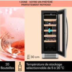 Vinovilla 20 Cave à Vin Encastrable 50L / 20 Bouteilles Porte Vitrée En Acier Inoxydable -Bransch Magasin 13733105 3