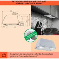 Paolo Hotte Aspirante Encastrable 52 Cm CEE : A 593 M³/h LED Tactile -Bransch Magasin 13733266 5