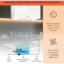 Kronleuchter L Hotte îlot Aspirante 60cm 590 M³/h LED Classe A - Blanc -Bransch Magasin 13733429 3