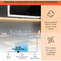 Kronleuchter XL Hotte îlot 90cm Recyclage D'air 590 M³/h Classe A - No -Bransch Magasin 13733432 3