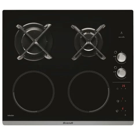 BRANDT Table De Cuisson Mixte 2 INDUCTION 2 GAZ 2 BRANDT Table De Cuisson Mixte 2 INDUCTION 2 GAZ – Image 2