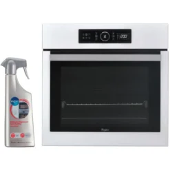 WHIRLPOOL Four Pyrolyse Encastrable Blanc 73L Multifonction 6ème Sens Porte Froide