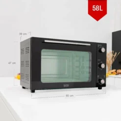 Four Multifonction 58L Chaleur Tournante Tournebroche Grill 2000W ARIZONA Noir 5 Programmes De Cuisson Avec Minuterie Et Accessoires -Bransch Magasin 18243634 3