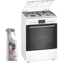 BOSCH Cuisinière Mixte Blanc 60x60cm Four EcoClean 66L Multifonction 7 Modes De Cuisson