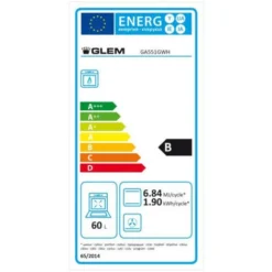 GLEM Cuisinière 4 Foyers Brûleurs Gaz Blanc 50x60cm Four Email 4 Vitesses Gazinière 60L -Bransch Magasin 19481494 3