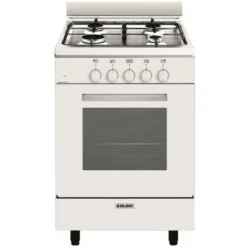 GLEM Cuisinière 4 Foyers Brûleurs Gaz Blanc 50x60cm Four Email 4 Vitesses Gazinière 60L -Bransch Magasin 19481494 5