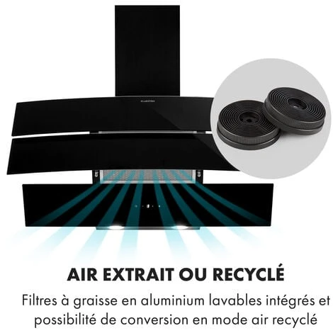 Antonia Hotte Murale 90cm 350m³/h Panneau Tactile Classe B Noir 3 Antonia Hotte Murale 90cm 350m³/h Panneau Tactile Classe B Noir – Image 3