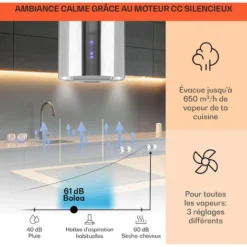 Beretta Hotte îlot 650m³/h 3 Vitesses Filtres Inclus Classe C - Inox -Bransch Magasin 22845263 3