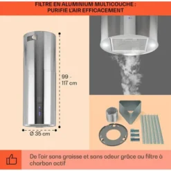 Beretta Hotte îlot 650m³/h 3 Vitesses Filtres Inclus Classe C - Inox -Bransch Magasin 22845263 5 1