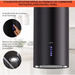 Klarstein Beretta Hotte îlot 650m³/h 3 Vitesses Filtres Inclus Classe C - Noir -Bransch Magasin 22845264 4