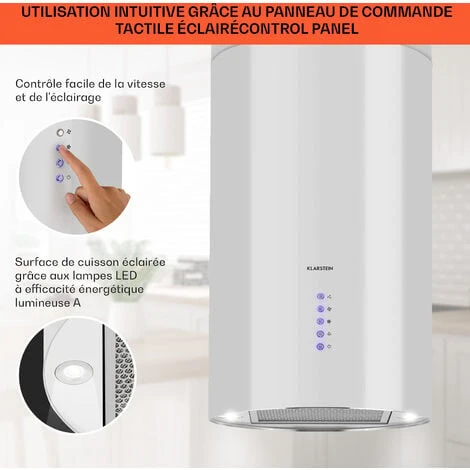 Beretta Hotte îlot 650m³/h 3 Vitesses Filtres Inclus Classe C - Blanc 4 Beretta Hotte îlot 650m³/h 3 Vitesses Filtres Inclus Classe C - Blanc – Image 4