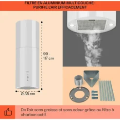 Beretta Hotte îlot 650m³/h 3 Vitesses Filtres Inclus Classe C - Blanc 9 Beretta Hotte îlot 650m³/h 3 Vitesses Filtres Inclus Classe C - Blanc -Bransch Magasin 22845265 5