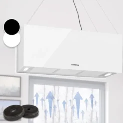 Kronleuchter XL Hotte îlot Aspirante 90cm 590m³/h LED Classe A Blanc