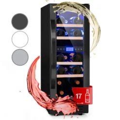 Vinovilla 17 Cave à Vin Duo Encastrable 53 L 17 Bouteilles 3 Couleurs Porte Vitrée