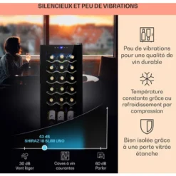 Shiraz 18 Slim Uno Cave à Vin 50 L 18 Bt. Panneau De Contrôle Tactile 5-18° C -Bransch Magasin 23516005 4