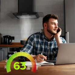 CIARRA Hotte Aspirante 60cm 650m3/h Classe A++ 1pcs Filtre Actif 3 Vitesses Recyclage Evacuation Verre & Noir - 506BK60 -Bransch Magasin 24417583 3