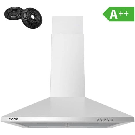 CIARRA Hotte Aspirante Murale 60cm 2pcs Filtre A Charbon 370m3/h Recyclage Ou Evacuation 3 Vitesses 201SS60 Inox 1 CIARRA Hotte Aspirante Murale 60cm 2pcs Filtre A Charbon 370m3/h Recyclage Ou Evacuation 3 Vitesses 201SS60 Inox
