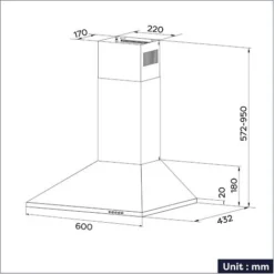 CIARRA Hotte Murale 60cm 370m3/h 2pcs Filtre Actif Recyclage Ou Evacuation 3 Vitesses Eclairage Led Noir 201BK60 Noir -Bransch Magasin 24417595 5