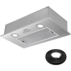 CIARRA Groupe Filtrant 52cm 300 M3/h Filtre A Charbon Evacuation Eclariage Led - Inox - 913ASS52