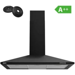 CIARRA Hotte Aspirante 90cm 370 M3/h 2pcs Filtre Actif Recyclage Ou Evacuation 3 Vitesses Classe A 201BK90 Noir