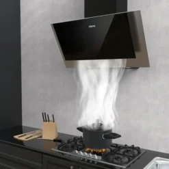 CIARRA Hotte Inclinee 60cm Avec 2pcs Filtre Actif 370 M3/h 3 Vitesses Led Recyclage Ou Evacuation - Verre Noir - 736CBK60 -Bransch Magasin 24417639 3