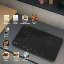 Cbtih2 Plaque Induction Sensitive 2 Foyers 3500W Lcd Securite Enfants Minuteur CIARRA -Bransch Magasin 24417709 3