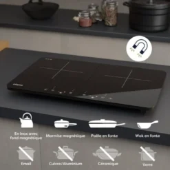 Cbtih2 Plaque Induction Sensitive 2 Foyers 3500W Lcd Securite Enfants Minuteur CIARRA -Bransch Magasin 24417709 4