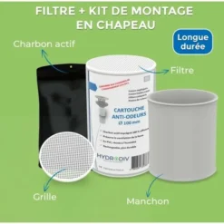 FILTRE ANTI-ODEURS AU CHARBON ACTIF POUR FOSSE SEPTIQUE, TOUTES EAUX, SANIFILTRE Ø 100 MM + MANCHON -Bransch Magasin 24495608 3