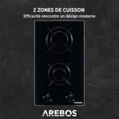 AREBOS Plaque De Cuisson Cuisinière à Gaz De 2 FlammesVitrocéramique Grilles Et Veilleusede Sécurité InclusesConvient Pour Le Gaz -Bransch Magasin 26508384 3