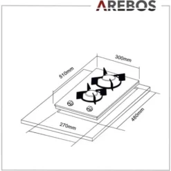 AREBOS Plaque De Cuisson Cuisinière à Gaz De 2 FlammesVitrocéramique Grilles Et Veilleusede Sécurité InclusesConvient Pour Le Gaz -Bransch Magasin 26508384 5