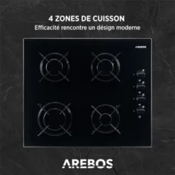 AREBOS Cuisinière à Gaz De 4 Flammes Vitrocéramique Autonome -Bransch Magasin 26705756 3