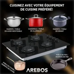 AREBOS Cuisinière à Gaz De 4 Flammes Vitrocéramique Autonome -Bransch Magasin 26705756 4