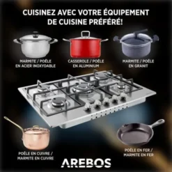 AREBOS Cuisinière à Gaz De 5 Flammes Acier Inoxydable Grilles Et Veilleuse De Sécurité Incluses Autonome Convient Pour Gaz Naturel 7 AREBOS Cuisinière à Gaz De 5 Flammes Acier Inoxydable Grilles Et Veilleuse De Sécurité Incluses Autonome Convient Pour Gaz Naturel -Bransch Magasin 26705757 3