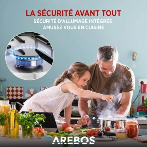 AREBOS Cuisinière à Gaz De 5 Flammes Acier Inoxydable Grilles Et Veilleuse De Sécurité Incluses Autonome Convient Pour Gaz Naturel 4 AREBOS Cuisinière à Gaz De 5 Flammes Acier Inoxydable Grilles Et Veilleuse De Sécurité Incluses Autonome Convient Pour Gaz Naturel – Image 4