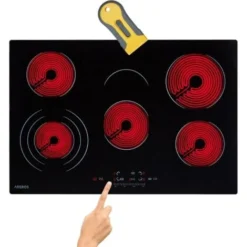 AREBOS Table De Cuisson Vitrocéramique Plaques De Cuisson Autonome 8600W 5 Zones