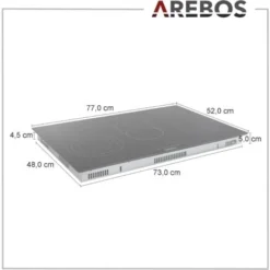 AREBOS Table De Cuisson Vitrocéramique Plaques De Cuisson Autonome 8600W 5 Zones -Bransch Magasin 26705802 5