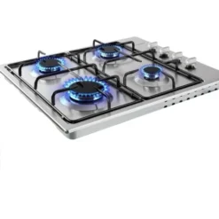 AREBOS Cuisinière à Gaz De 4 Flammes Vitrocéramique Cuisinière à Gaz