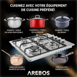 AREBOS Cuisinière à Gaz De 4 Flammes Vitrocéramique Cuisinière à Gaz -Bransch Magasin 26784335 4