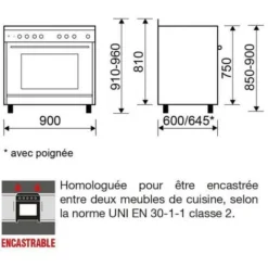 Cuisinière E-Cooker 90 X 60 Cm Inox - Four Gaz Catalyse 109 L - Gril él GLEM - GE960CMIX2 -Bransch Magasin 27946176 5