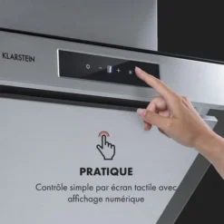 Klarstein Balzac Silent 60 Hotte Aspirante Inclinée 60cm , Débit 604 M³/h , 47 Db , Panneau De Commande Tactile , éclairage Led , Classe A - Argent -Bransch Magasin 28905512 4