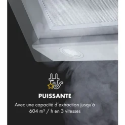 Klarstein Balzac Silent 60 Hotte Aspirante Inclinée 60cm , Débit 604 M³/h , 47 Db , Panneau De Commande Tactile , éclairage Led , Classe A - Argent -Bransch Magasin 28905512 5