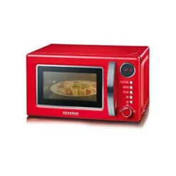 Severin MW 7893Rétro Micro-ondes Avec Fonction Grill 2en 1/36cm/700W/125ans Anniversaire Edition/Rouge/chromé