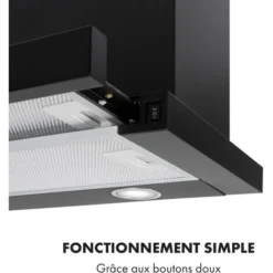 Klarstein Mariana 60 - Hotte Tiroir Télescopique 60cm - Extraction 500 M³/h - éclairage Led - 3 Vitesses - Noir -Bransch Magasin 30541316 4