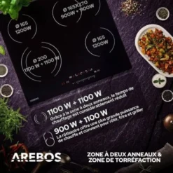 AREBOS Plaque De Cuisson En Vitrocéramique Table De Cuisson électrique Contrôle Cuisinière 4 Foyers 7200W -Bransch Magasin 31831022 4