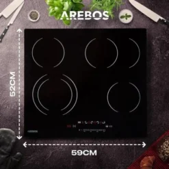 AREBOS Plaque De Cuisson En Vitrocéramique Table De Cuisson électrique Contrôle Cuisinière 4 Foyers 7200W -Bransch Magasin 31831022 5